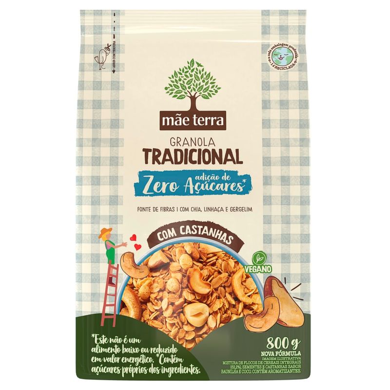 Granola-Tradicional-Zero-Acucar-Mae-Terra-Pacote-800g