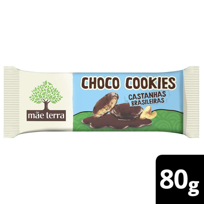 Biscoito-Cookie-Vegano-Castanhas-Brasileiras-Cobertura-Cacau-Mae-Terra-Choco-Pacote-80g