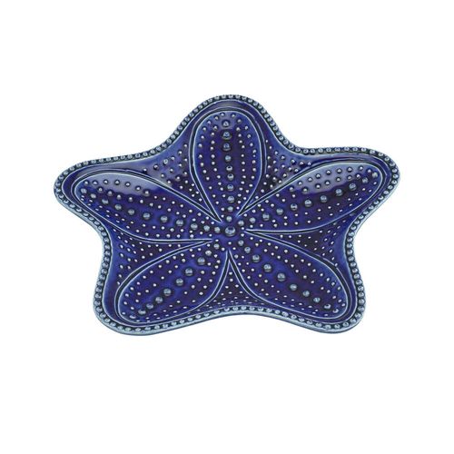 Conjunto 4 Estrelas Decorativas Cerâmica Ocean Azul Wolff Mesa 21cm