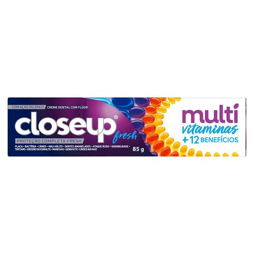 Creme Dental Fresh Closeup Multivitaminas + 12 Benefícios Caixa 85g