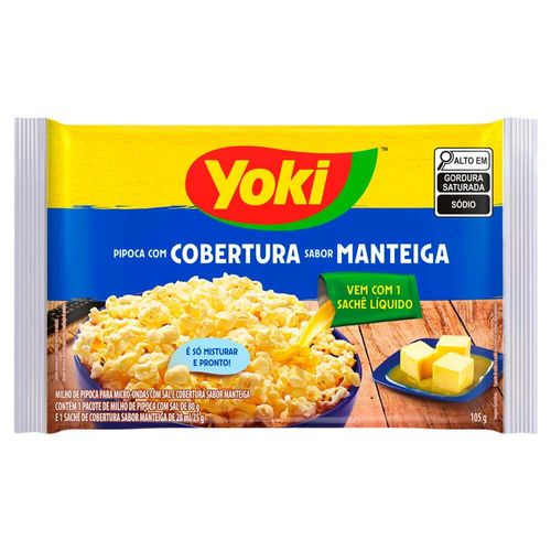Pipoca para Microondas Yoki Cobertura Manteiga 105g