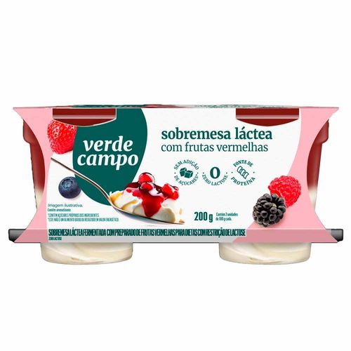 Sobremesa Sem lactose Verde Campo Frutas Vermelhas 200g
