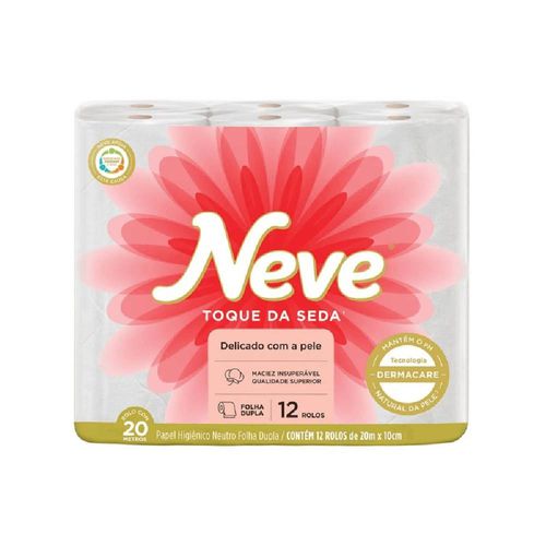Papel Higiênico Neve Folha Dupla Toque de Seda com 12 Unidades