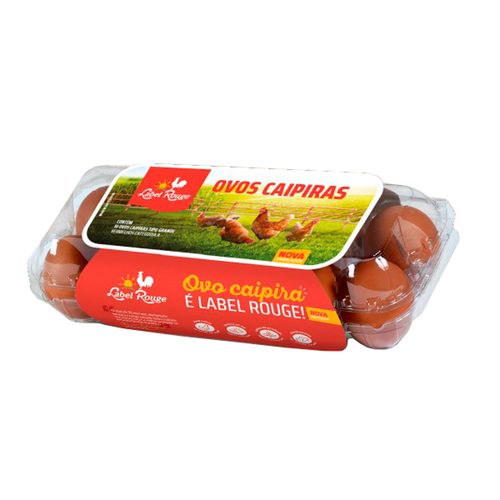 Ovos Caipira Label Rouge Bandeja Com 10 Unidades
