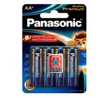 Pilha Panasonic Alcalina Premium Pequena AA com 4 Unidades