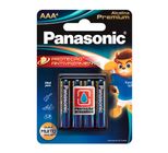 Pilha Panasonic Alcalina Premium Palito AAA com 4 Unidades