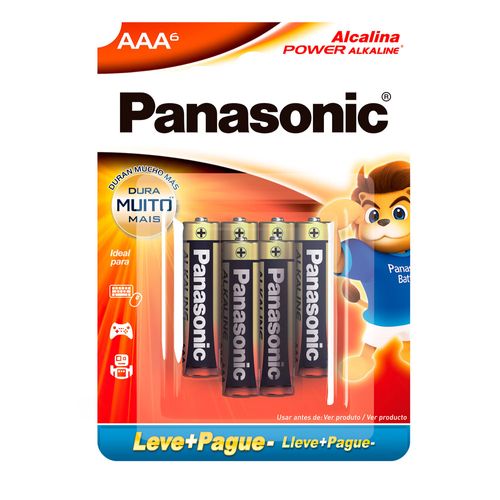 Pilha Panasonic Power Alkaline Palito AAA com 6 Unidades