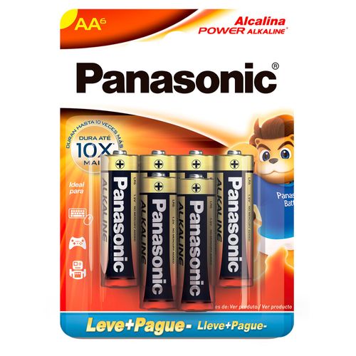 Pilha Panasonic Power Alkaline Pequena AA com 6 Unidades