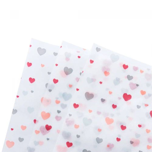 Papel Manteiga com Estampa de Coração Lyor 50 Unidades