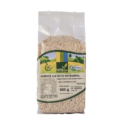 Arroz Cateto Integral sem Glúten Orgânico Coopernatural 500g