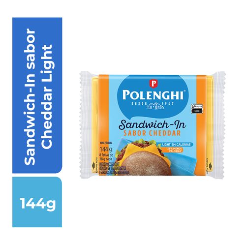 Queijo Sandwich-In Polenghi sabor Cheddar Light 144g