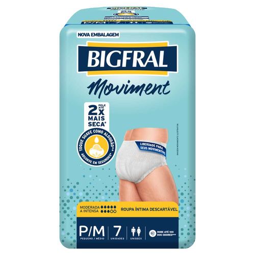 Roupa Íntima Descartável Bigfral Moviment P/M com 7 Unidades