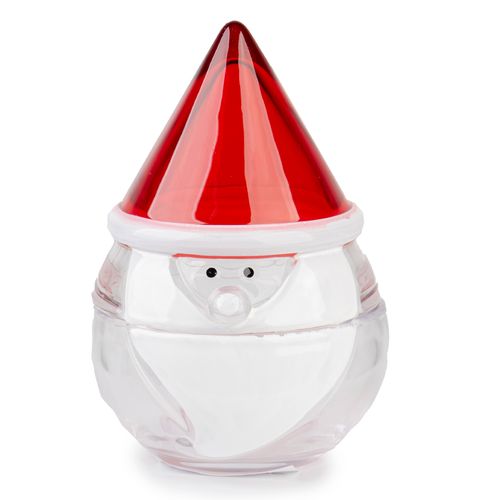 Pote de Vidro com Tampa Gorro Noel Branco  e Incolor