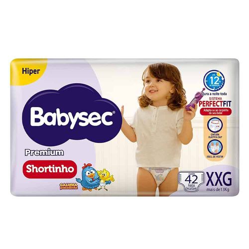 Fralda Babysec Premium Shortinho Hiper XXG com 42 Unidades