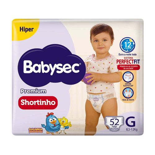 Fralda Babysec Premium Shortinho Hiper G com 52 Unidades