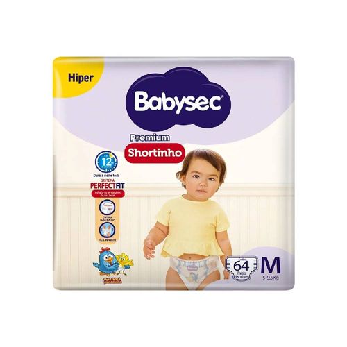 Fralda Babysec Premium Shortinho M com 64 Unidades