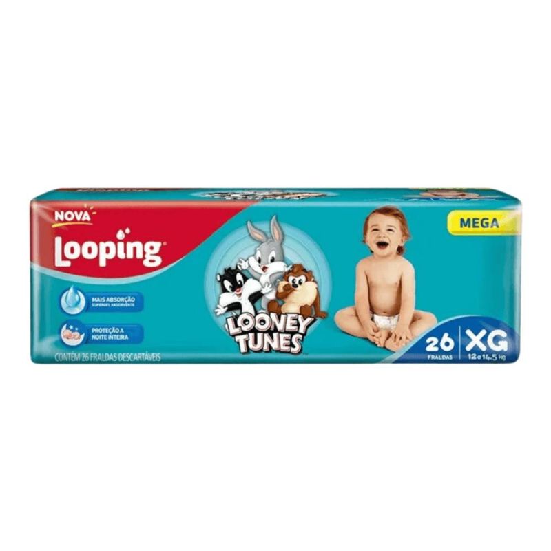 Fralda-Looping-Looney-Tunes-Mega-XG-com-26-Unidades