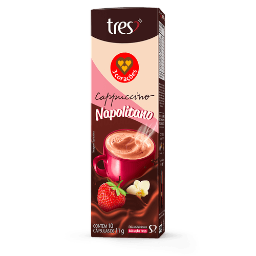 Cápsulas de Cappuccino Napolitano 3 Corações com 10 Unidades