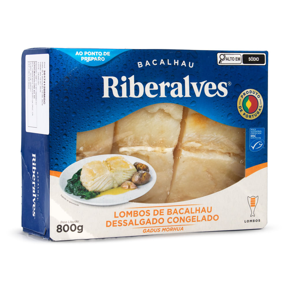 Lombo de Bacalhau Dessalgado Congelado Riberalves 800g