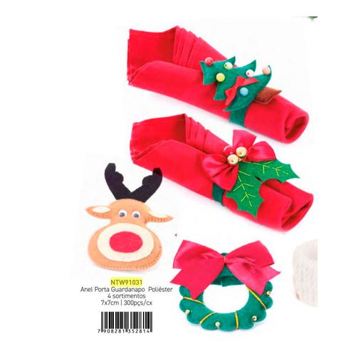 Anel Porta Guardanapo Poliester Natal Unidade