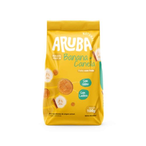 Biscoito Doce Sem Glúten Aruba Banana Com Canela Pacote 100g