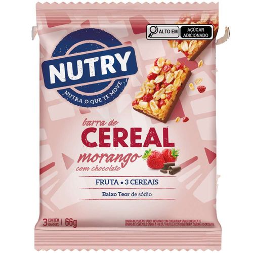 Barra de Cereais Nutry Morango com Chocolate Pacote com 3 Unidades