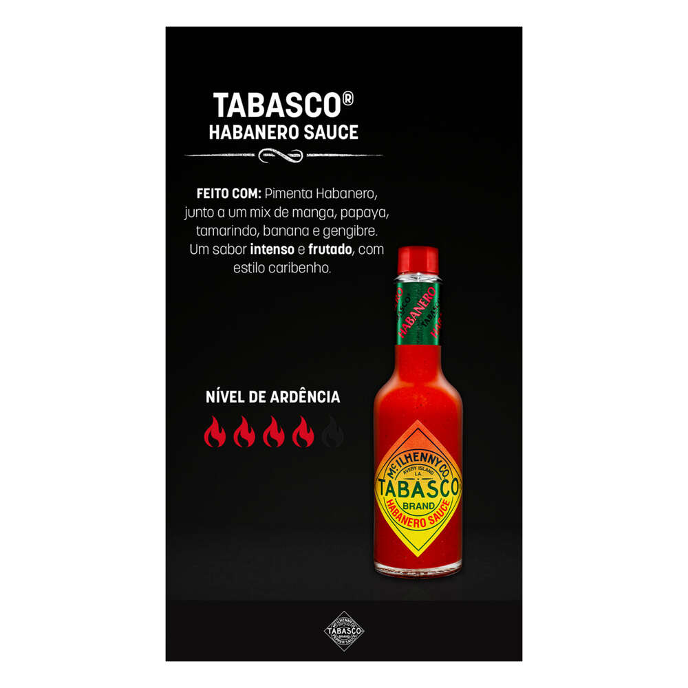 Molho de Pimenta Habanero Hot Tabasco Vidro 60ml - Zona Sul