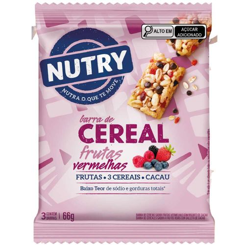 Barra de Cereais Nutry Frutas Vermelhas Pacote com 3 Unidades