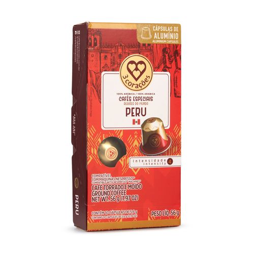 Cápsulas de Café Espresso Peru 3 Corações Nespresso com 10 Unidades