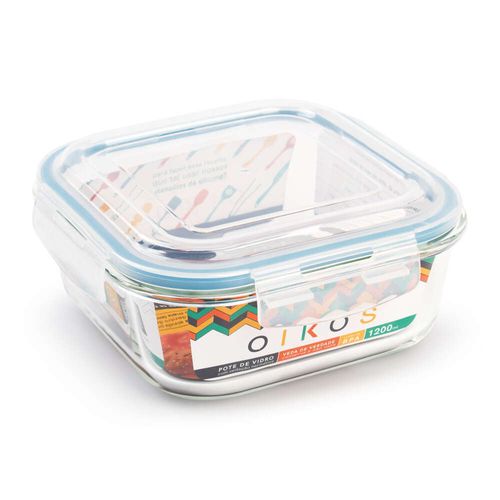 Pote de Vidro Quadrado Oikos 1,2L