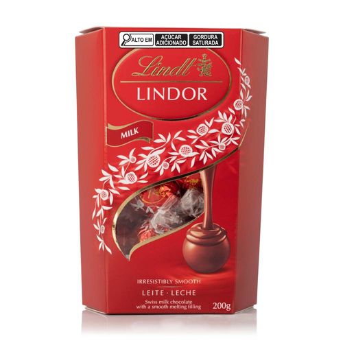 Caixa de Bombons Chocolate Lindt Ao Leite 200g com 16 unidades