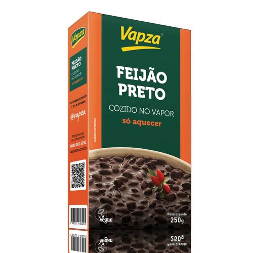 Feijão Preto Cozido No Vapor Orgânico Vapza Caixa 250g