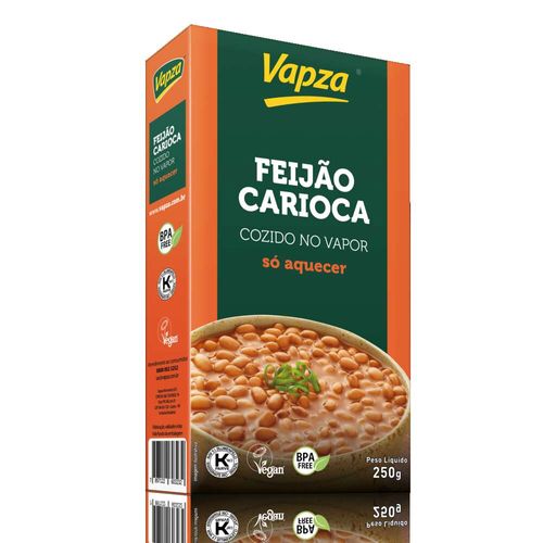 Feijão Carioca Cozido No Vapor Orgânico Vapza Caixa 250g