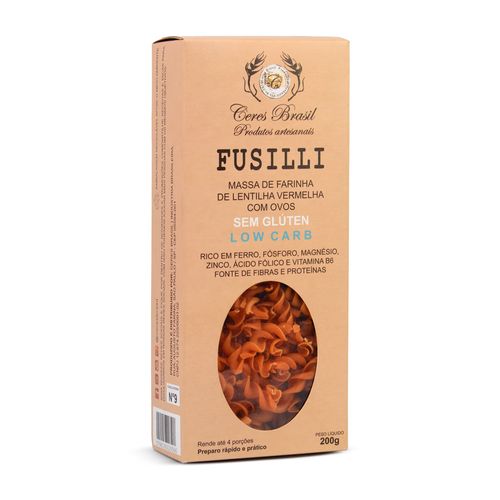 Massa de Farinha de Lentilha Vermelha Fusilli Ceres Brasil N9 200g