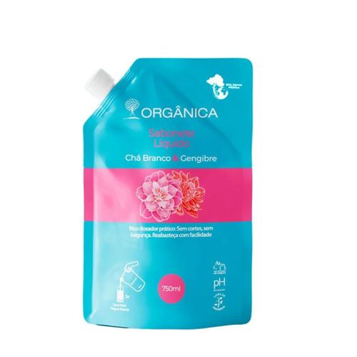 Sabonete Líquido Vegetal Chá Branco e Gengibre Orgânico Refil 750ml