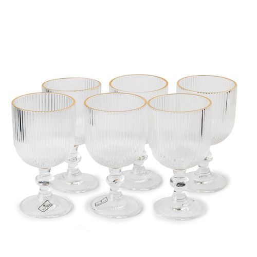 Jogo 6 Taças Cameratta em Vidro com Borda Dourada L Hermitage 365ml