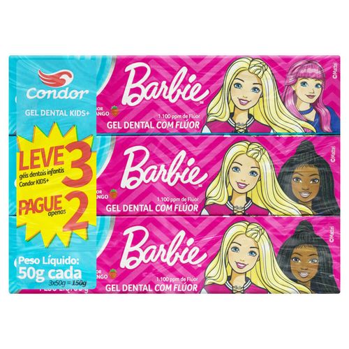 Gel Dental Barbie Condor 50g Leve 3 Pague 2