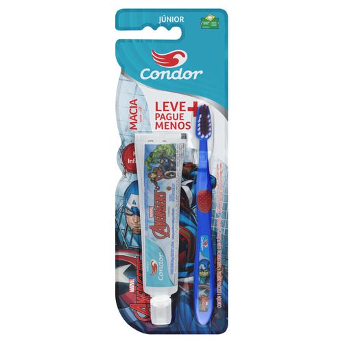 Kit Escova + Gel Dental Avengers Júnior Condor