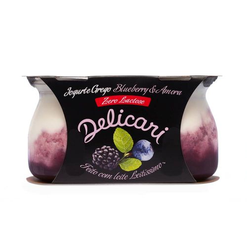 Iogurte Delicari Zero Lactose Blueberry e Amora 340g
