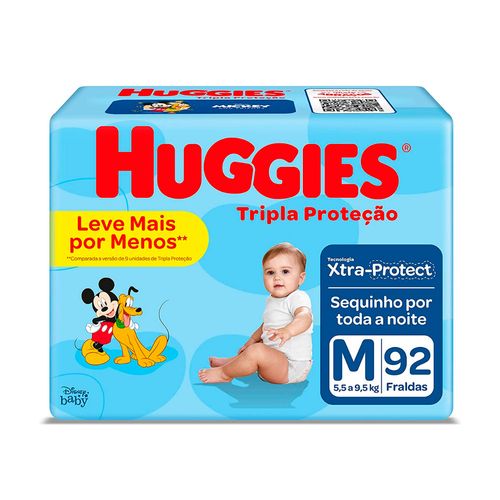 Fralda Descartável Huggies Turma da Mônica Tripla Proteção M 92 Unidades