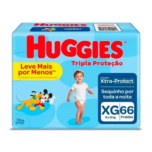 Fralda Descartável Huggies Turma da Mônica Tripla Proteção XG Pacote com 66 Unidades