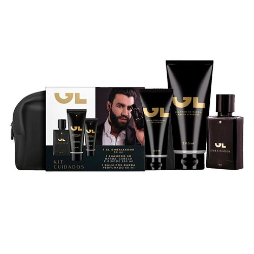 Kit Coffret GL Embaixador Colônia 50ml + Shampoo 3D + Balm 60ml + Nécessaire