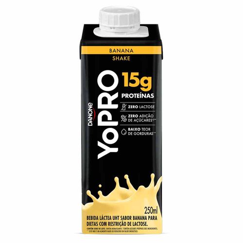 Bebida Láctea Zero Lactose Danone Yopro Banana Tetra Pak 250ml
