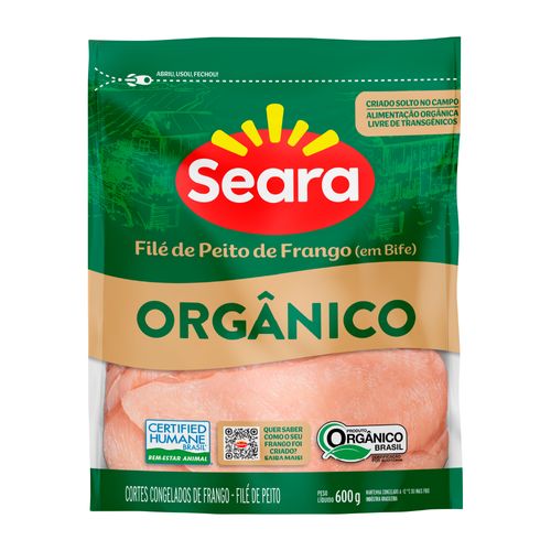 File de Peito Em Bifes Congelado Orgânico Seara IQF 600g