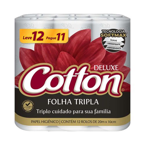 Papel Higiênico Folha Tripla Cotton Deluxe Leve 12 Pague 11