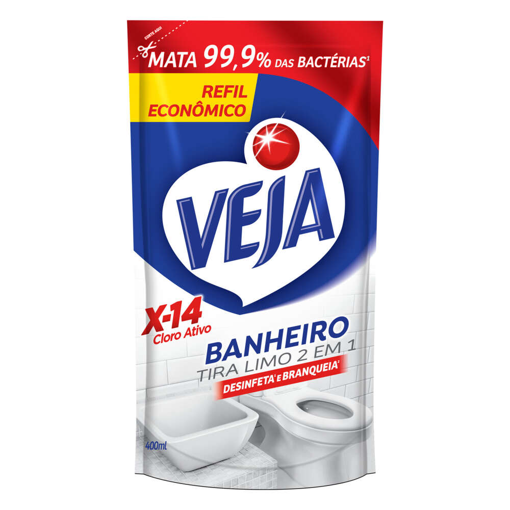 Desinfetante Banheiro Tira-Limo Veja X-14 Sachê 400ml Refil