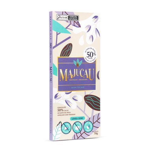 Chocolate 50% Cacau com Aveia e Tâmara Zero Açúcar Majucau 70g