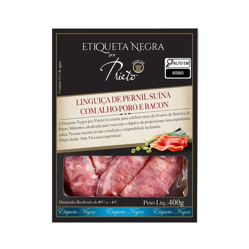 Linguiça de Pernil Alho Poró Bacon Etiqueta Negra 400g