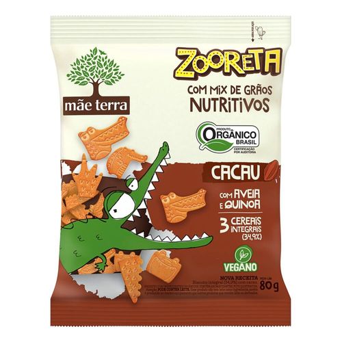 Biscoito Orgânico Infantil Mãe Terra Zooreta Cacau com Aveia e Quinoa 80 g