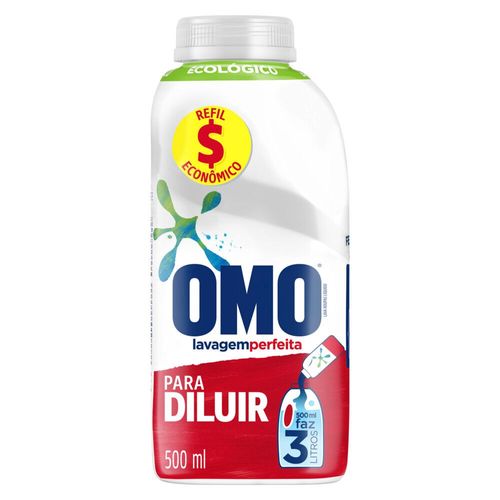 Lava Roupas Líquido Concentrado Para Diluir Refil Omo Lavagem Perfeita 500ml